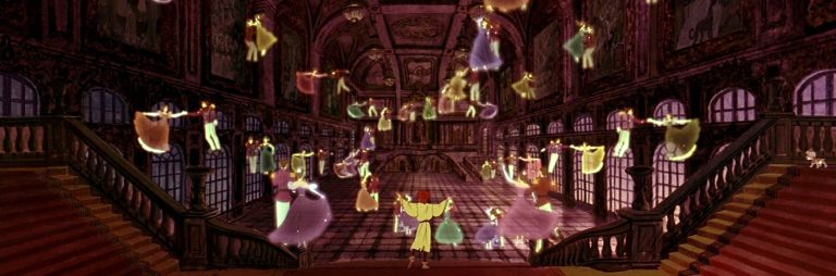 Anastasia découvre le palais de Saint Petersbourg dans le film éponyme